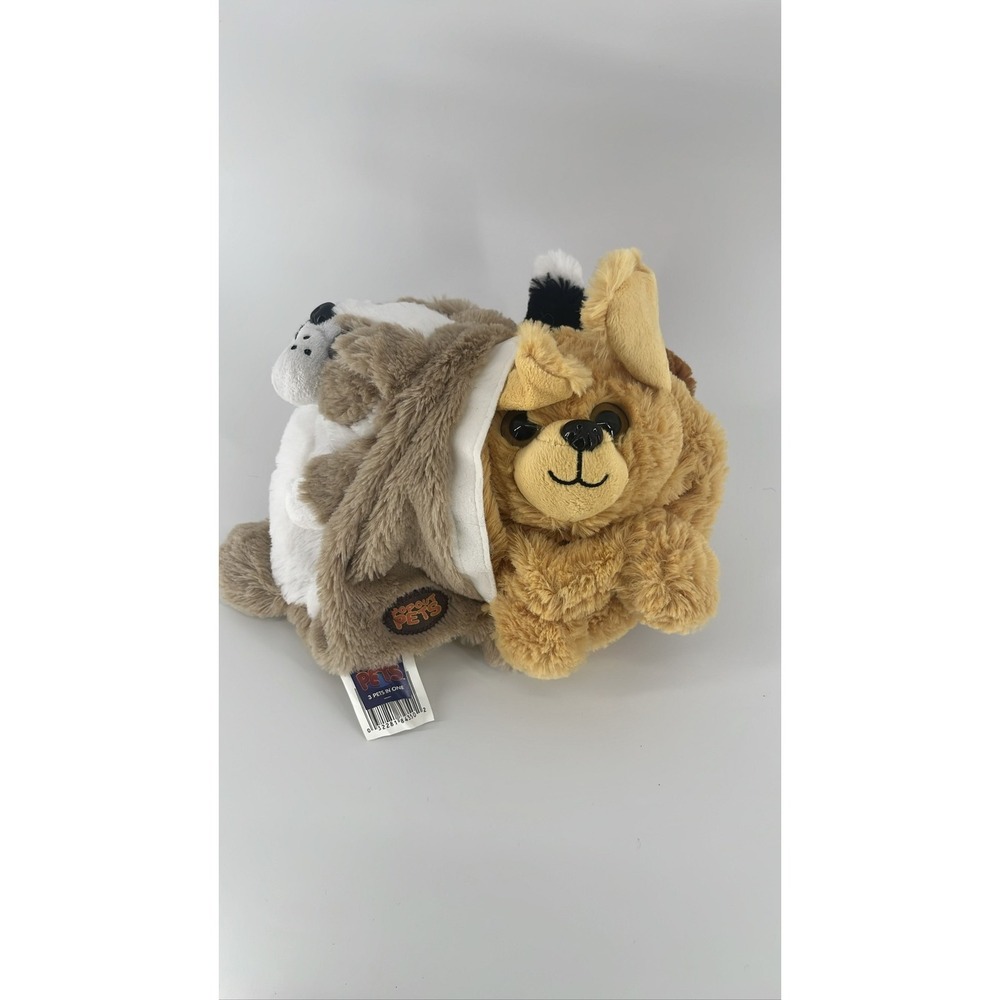 Pop Out Pets 3-in-1 Reversible Plush Bulldog Labrador Beagle 7" Toy